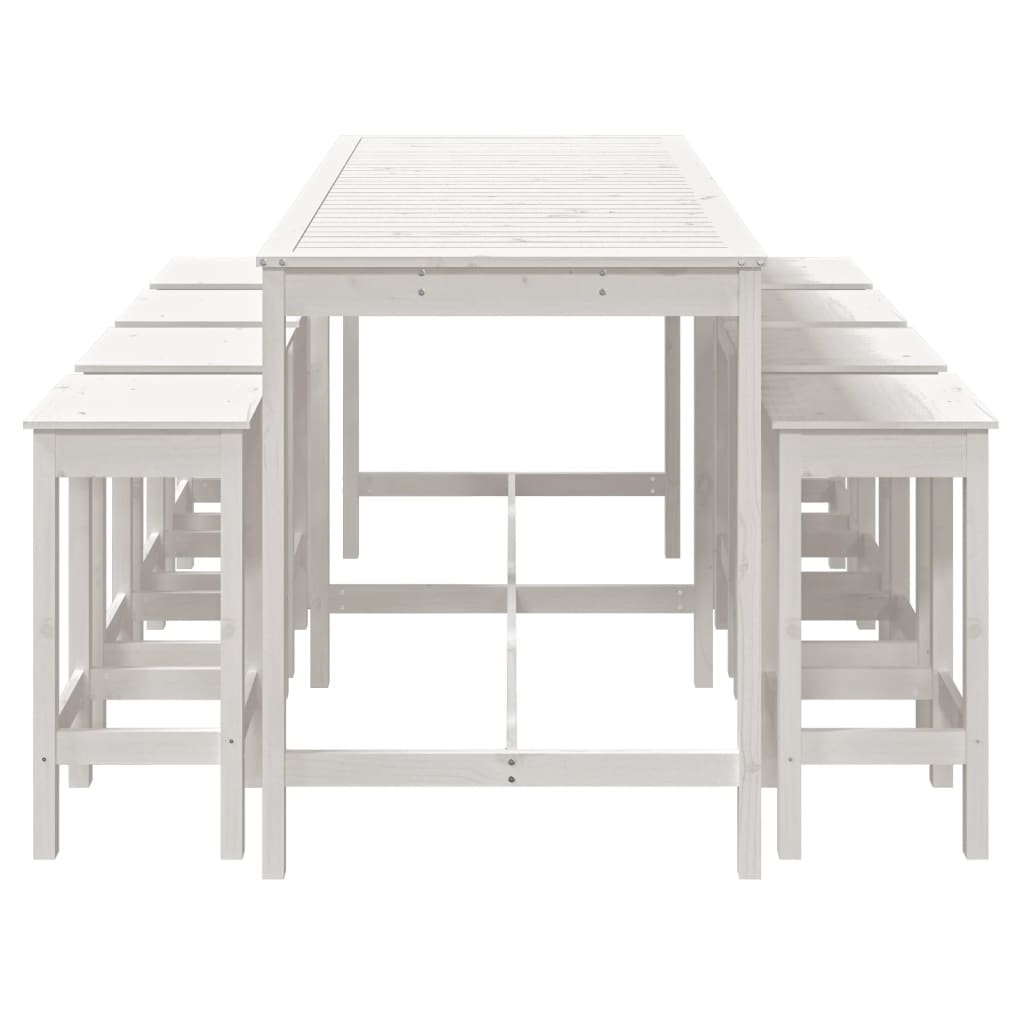 Set Bar da Giardino 9 pz Bianco in Legno Massello di Pino - immagine 4