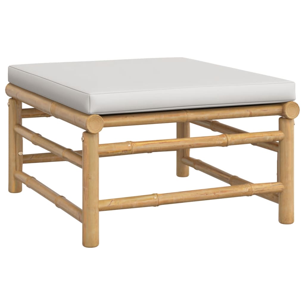 Set Salotto da Giardino 4pz con Cuscini Grigio Chiaro Bambù - immagine 6