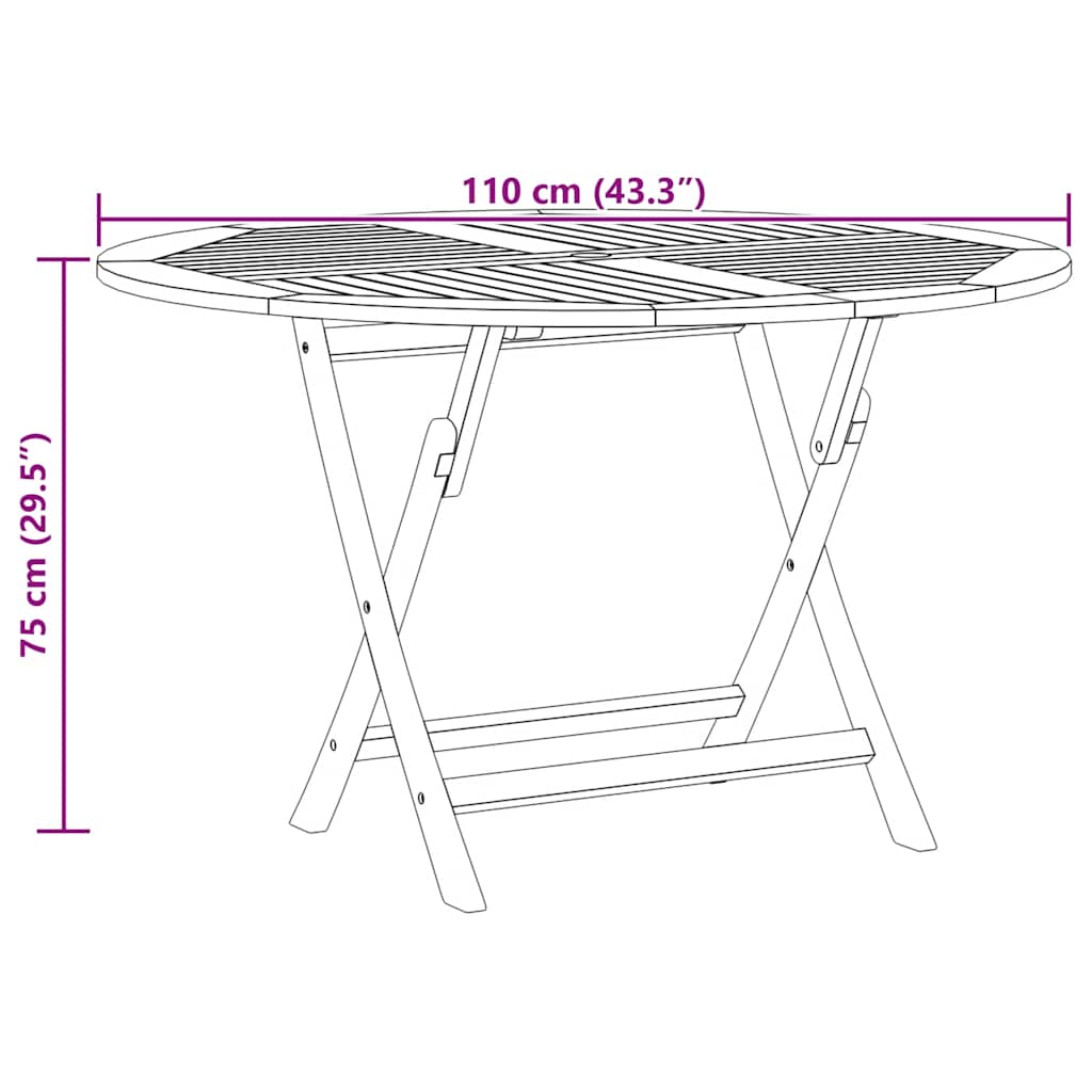 Tavolo da Giardino Pieghevole Grigio 110x110x75cm Massello Teak - immagine 7