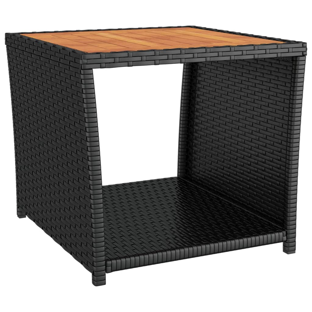Set Mobili Giardino 3pz Nero Polyrattan e Legno Massello Acacia - immagine 4