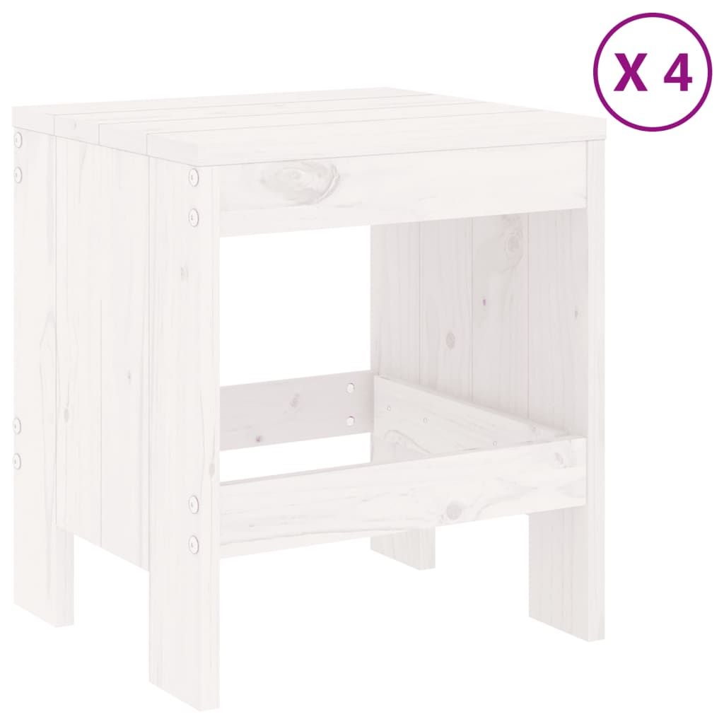 Set da Pranzo per Giardino 5pz Bianco in Legno Massello di Pino - immagine 3