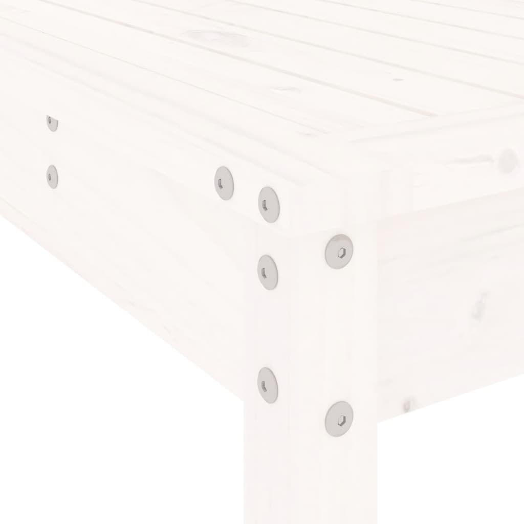 Set da Pranzo per Giardino 5pz Bianco in Legno Massello di Pino - immagine 6