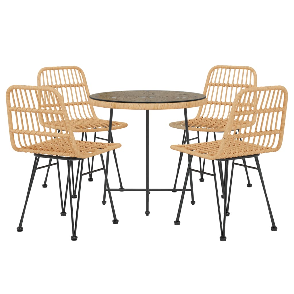 Set da Pranzo da Giardino 5 pz Nero in Polyrattan - immagine 3