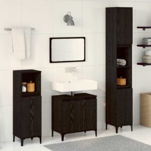 Set di mobili per il bagno Montaggio a parete 3 pcs Rovere Nero