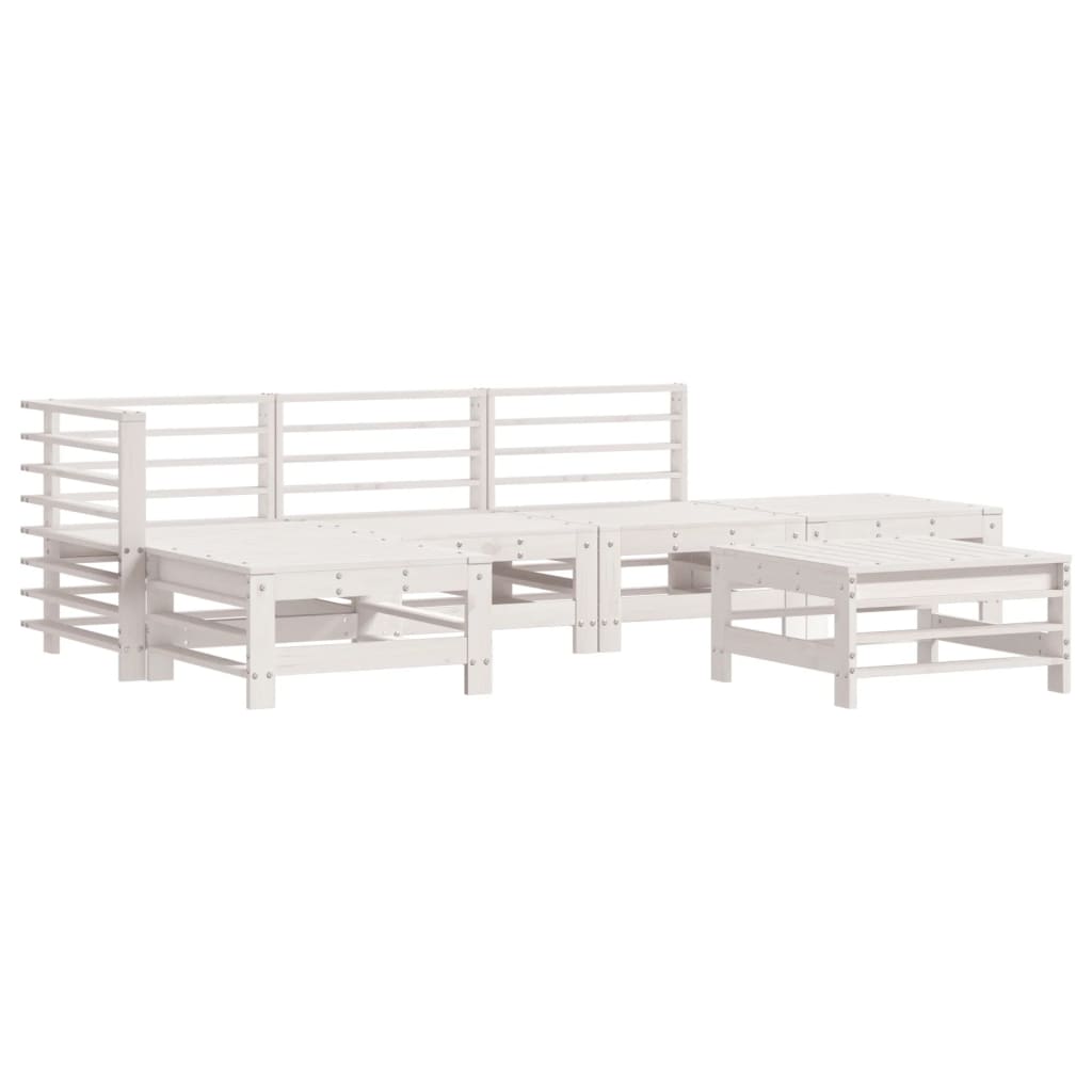 Set Divani da Giardino 6pz con Cuscini in Legno Massello Bianco - immagine 3