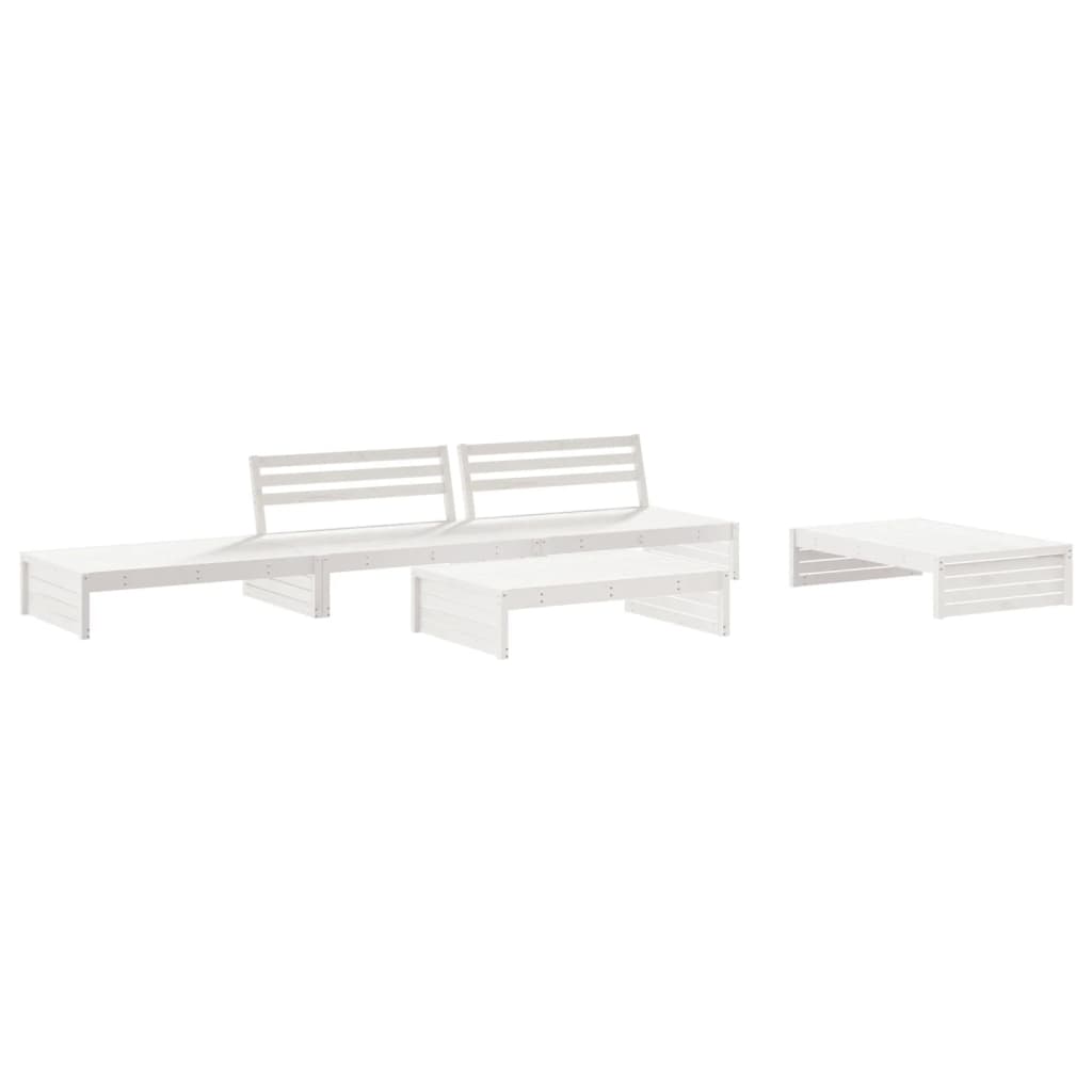 Set Divani da Giardino 5pz con Cuscini in Legno Massello Bianco - immagine 3