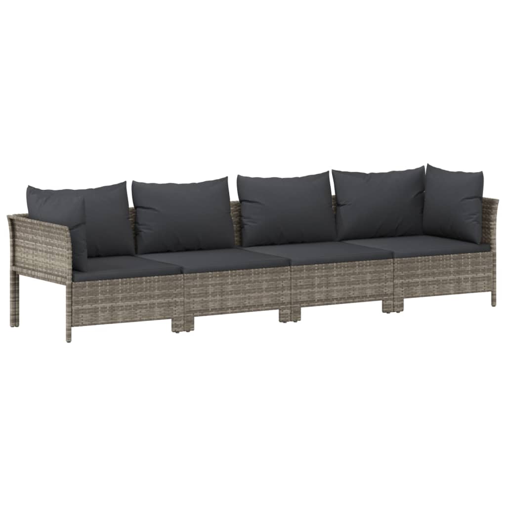 Set Divani da Giardino 7 pz con Cuscini in Polyrattan Grigio - immagine 5