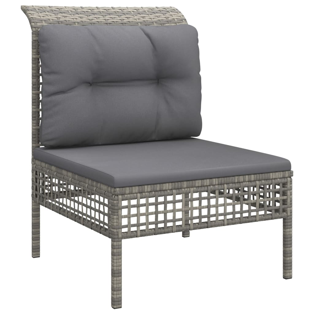 Set Divani da Giardino 8 pz con Cuscini in Polyrattan Grigio - immagine 4