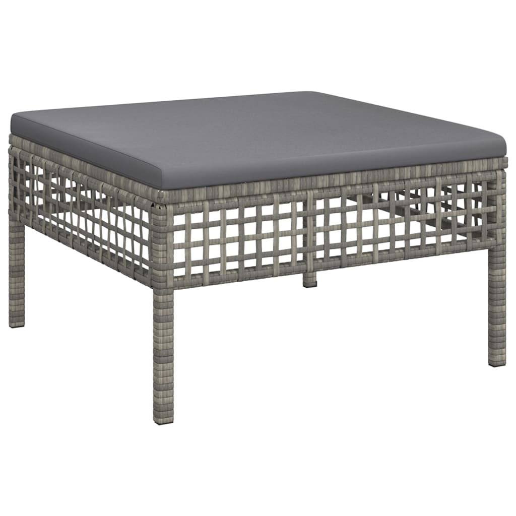 Set Divani da Giardino 5 pz con Cuscini in Polyrattan Grigio - immagine 5