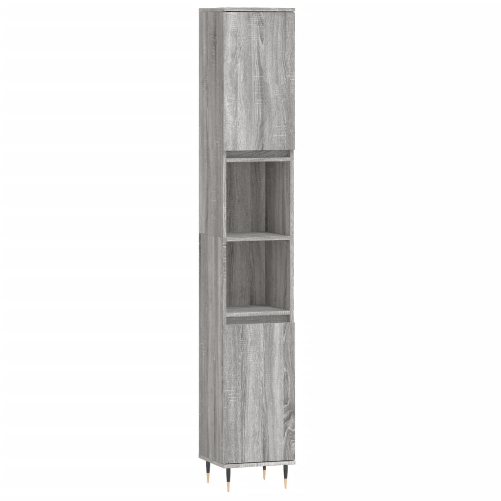 Armadietto Bagno Grigio Sonoma 30x30x190cm in Legno Multistrato - immagine 2