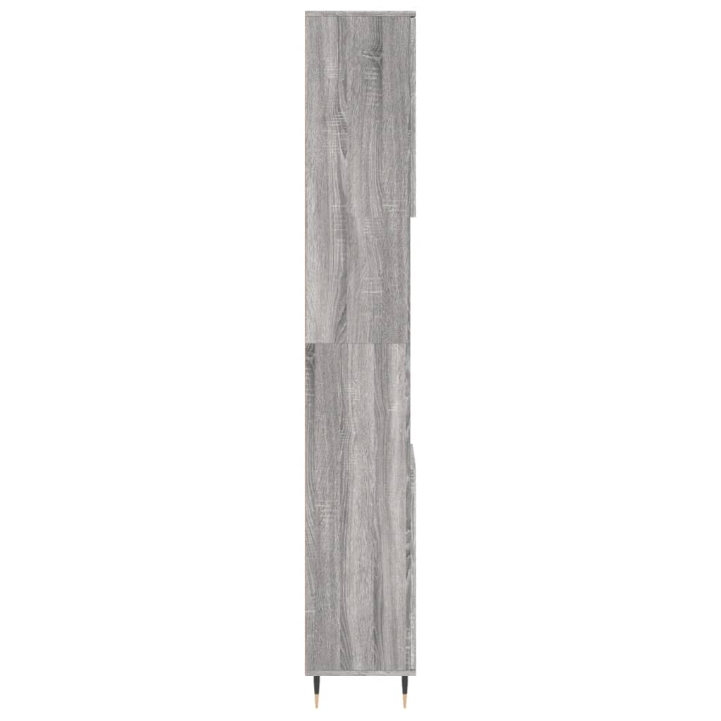 Armadietto Bagno Grigio Sonoma 30x30x190cm in Legno Multistrato - immagine 6