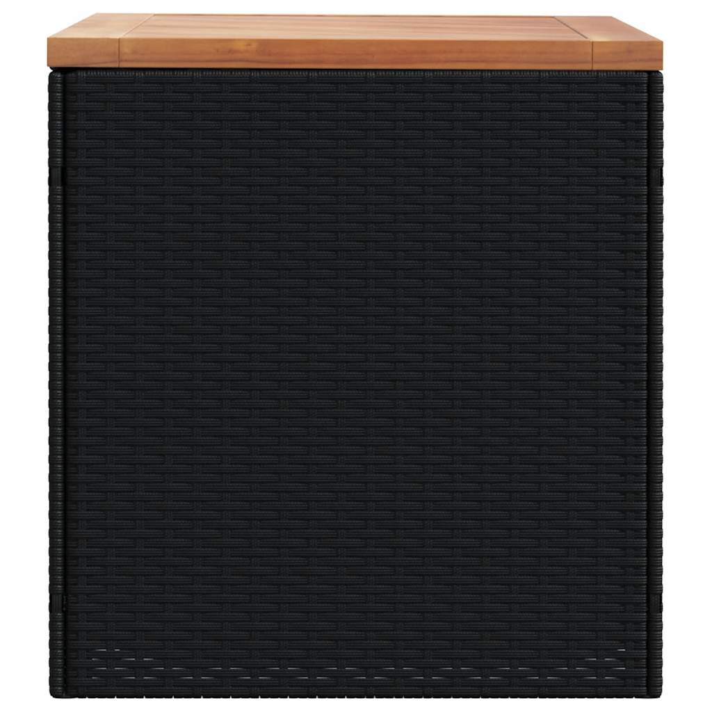 Contenitore Giardino Nero 110x50x54cm Polyrattan e Legno Acacia - immagine 4