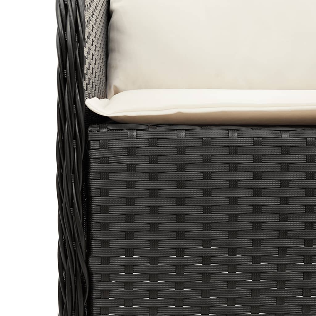 Set da Pranzo da Giardino 5 pz Nero con Cuscini in Polyrattan - immagine 4