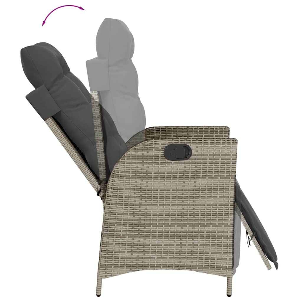 Set da Pranzo da Giardino 9 pz con Cuscini in Polyrattan Grigio - immagine 4