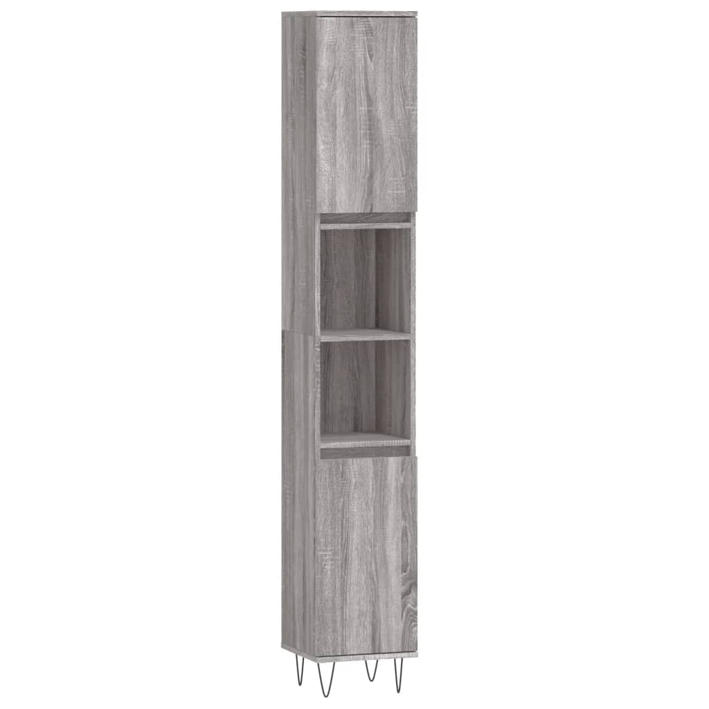 Set Mobili da Bagno 3 pz Grigio Sonoma in Legno Multistrato - immagine 8