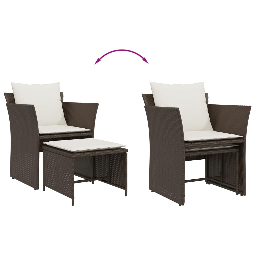 Poltrona da Giardino con Poggiapiedi Grigia in Polyrattan - immagine 7