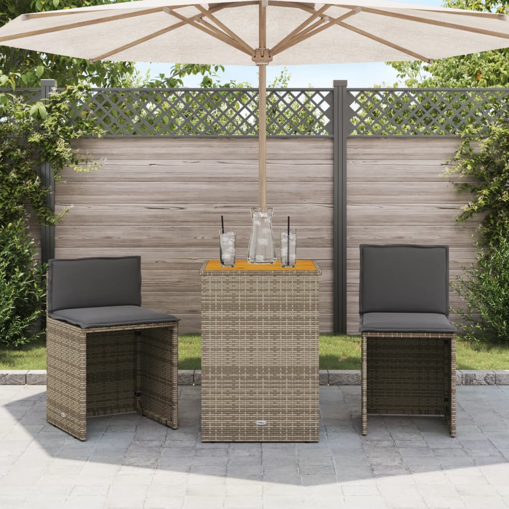 Set da Bistrò 3 pz con Cuscini Grigio Chiaro in Polyrattan - immagine 3