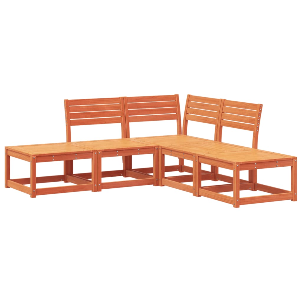 Set Divani da Giardino 5 pz Marrone Cera Legno Massello Pino - immagine 2