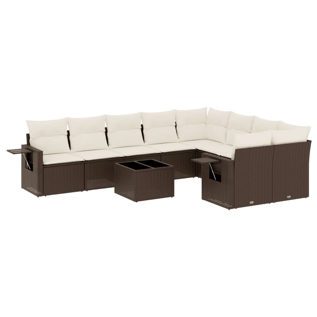 Set Divano da Giardino 9 pz con Cuscini Beige in Polyrattan - immagine 2
