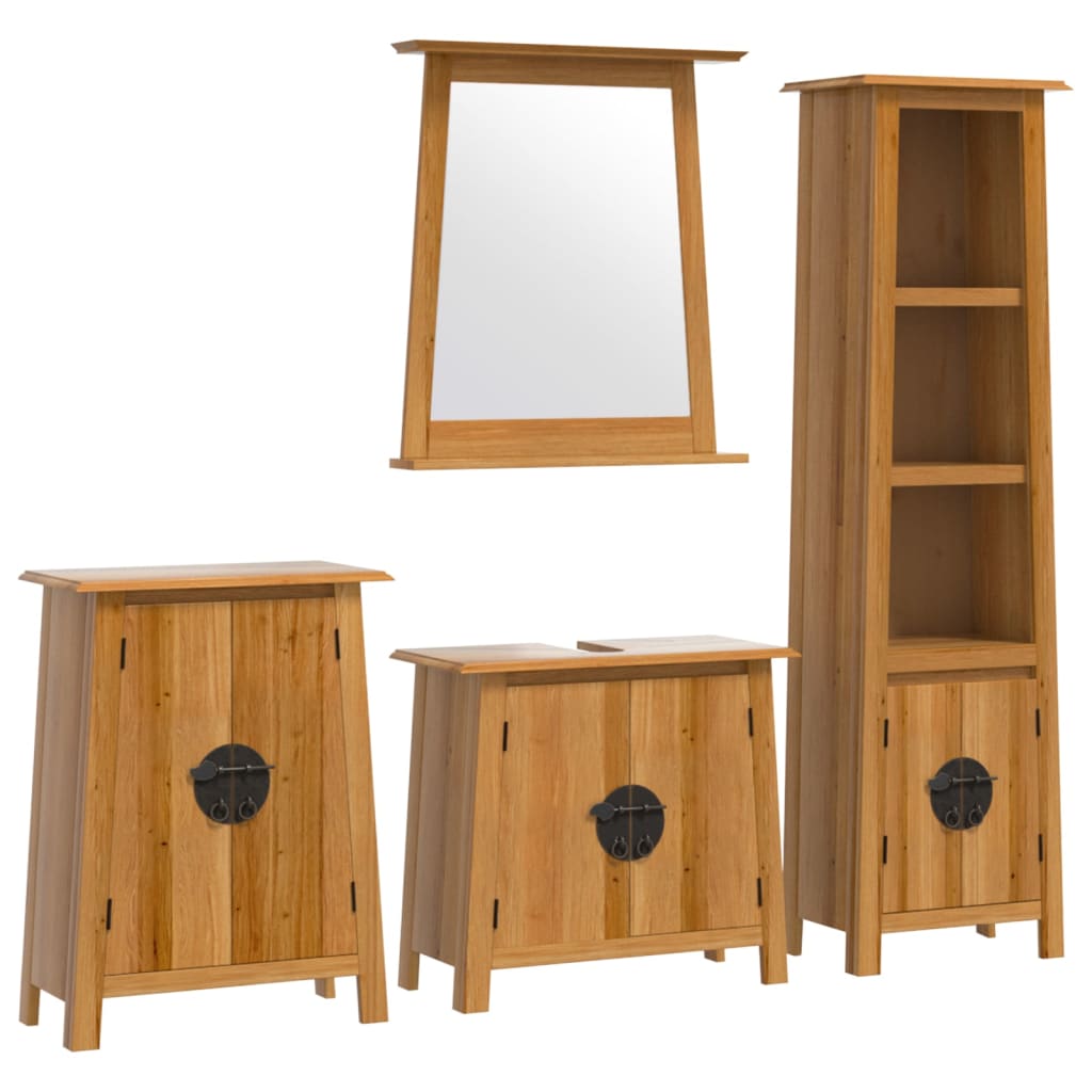 Set Mobili da Bagno 4 pz in Legno Massello di Pino - immagine 2