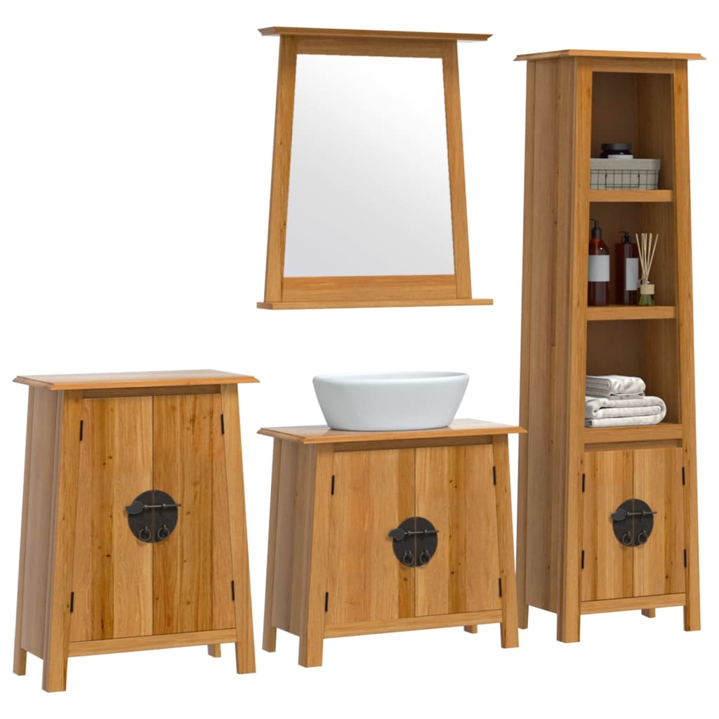 Set Mobili da Bagno 4 pz in Legno Massello di Pino - immagine 3