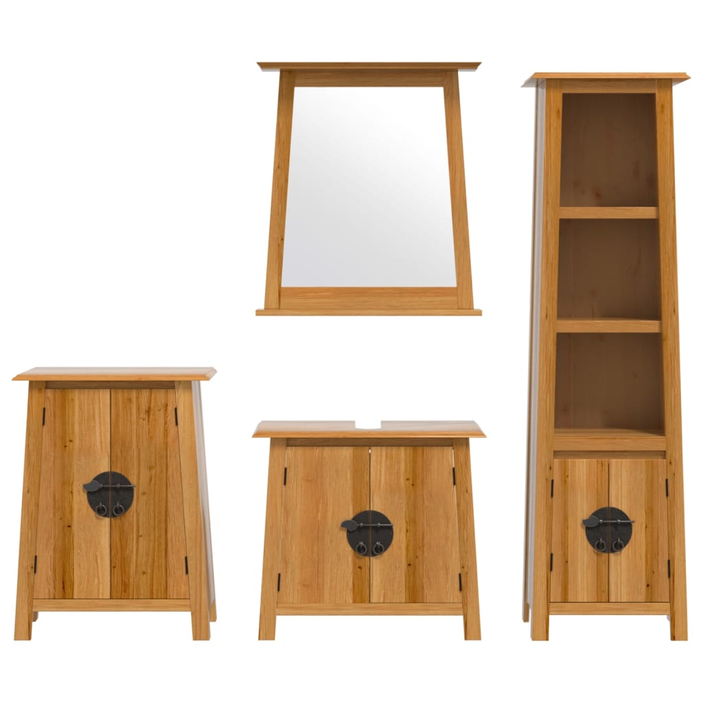 Set Mobili da Bagno 4 pz in Legno Massello di Pino - immagine 4
