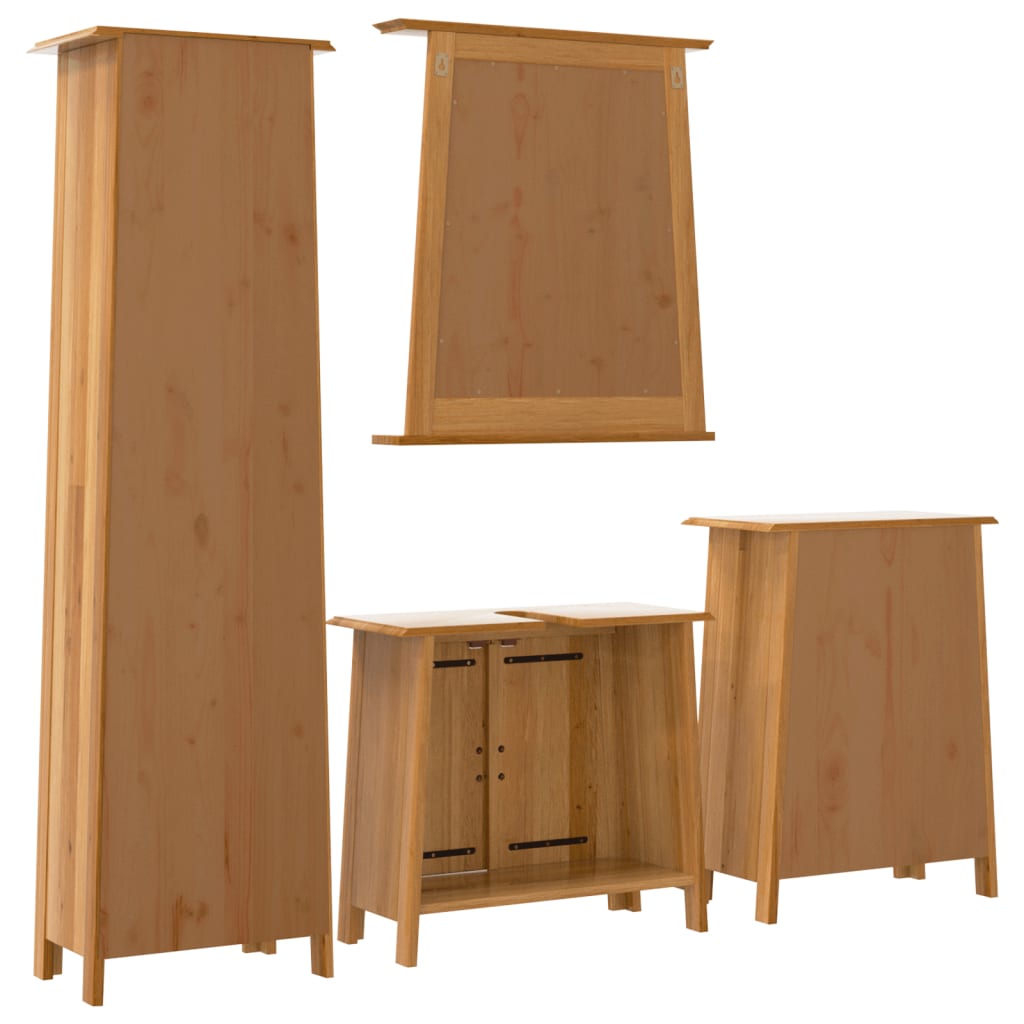 Set Mobili da Bagno 4 pz in Legno Massello di Pino - immagine 6