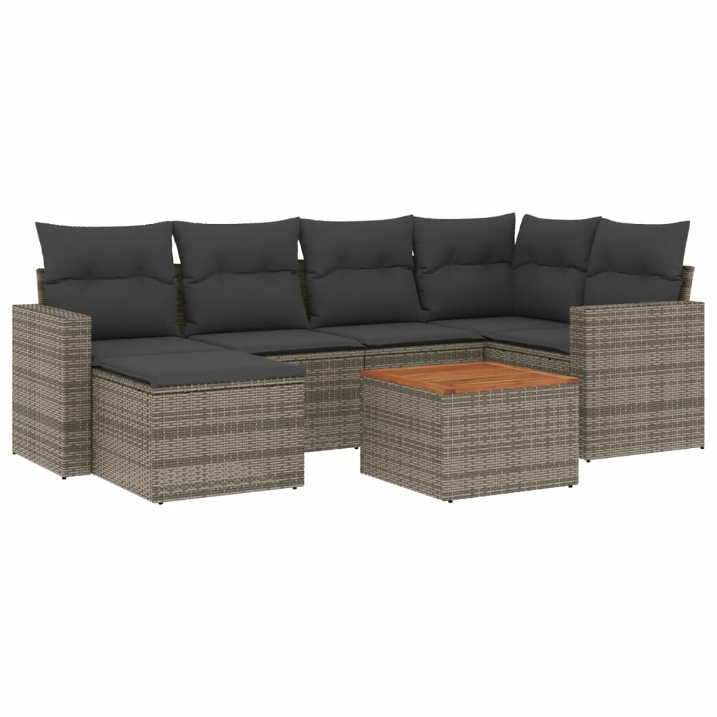 Set Divani da Giardino con Cuscini 7pz Nero Polyrattan - immagine 2