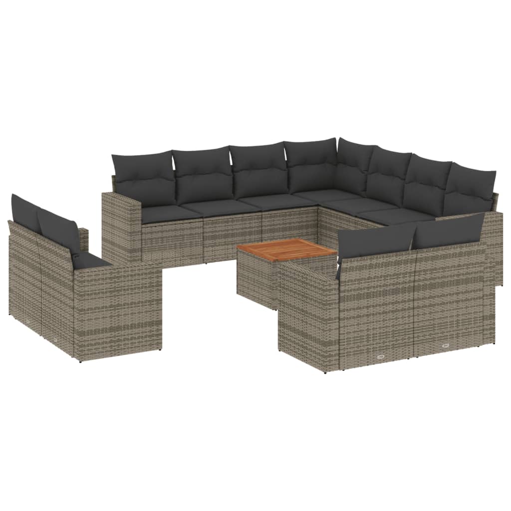 Set Divani da Giardino 12 pz con Cuscini Nero in Polyrattan - immagine 2