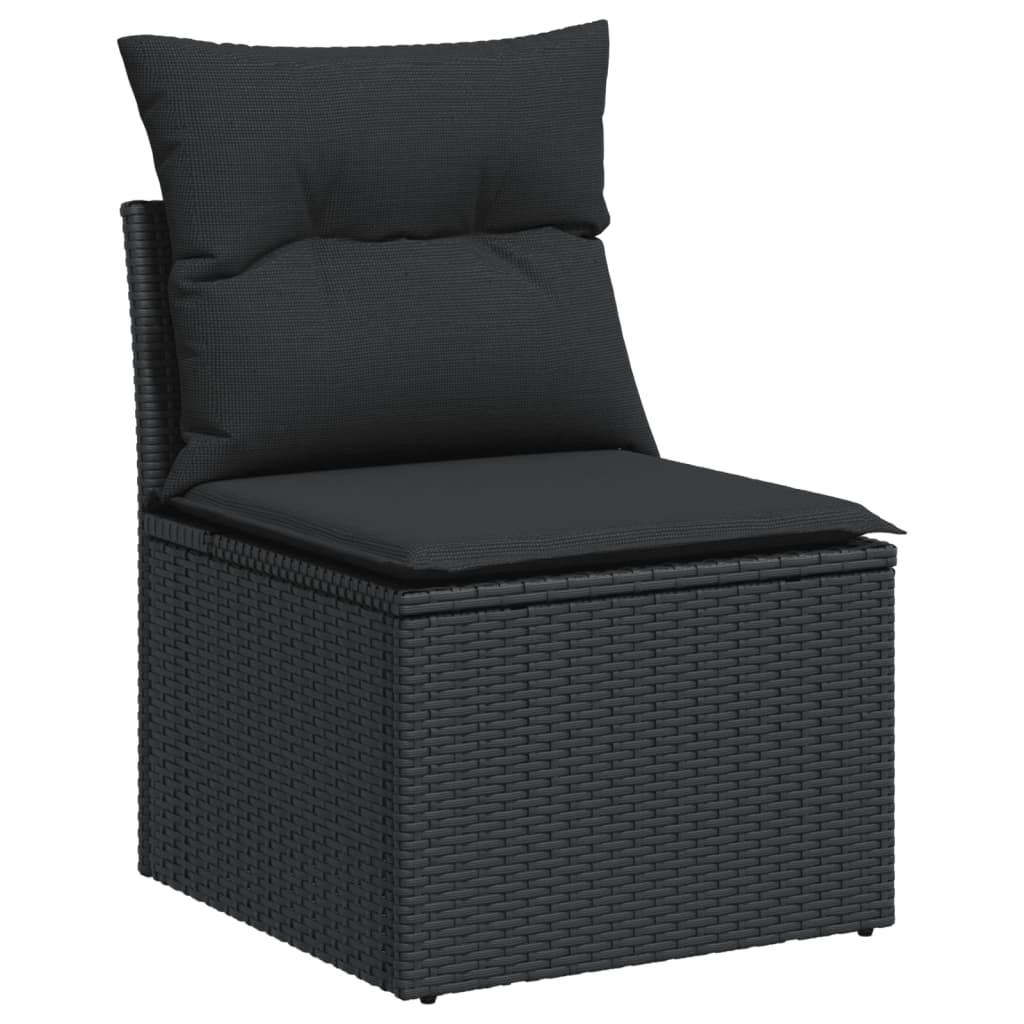 Set Divani da Giardino 10pz con Cuscini in Polyrattan Nero - immagine 4