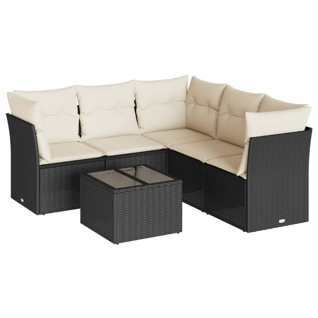 Set Divano da Giardino 6 pz con Cuscini Nero in Polyrattan - immagine 2
