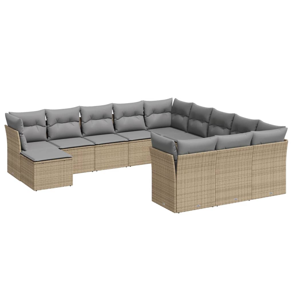 Set Divani da Giardino 12 pz con Cuscini Nero in Polyrattan - immagine 2