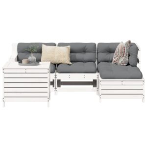 Set Salotto da Giardino 5 pz Bianco in Legno Massello di Pino