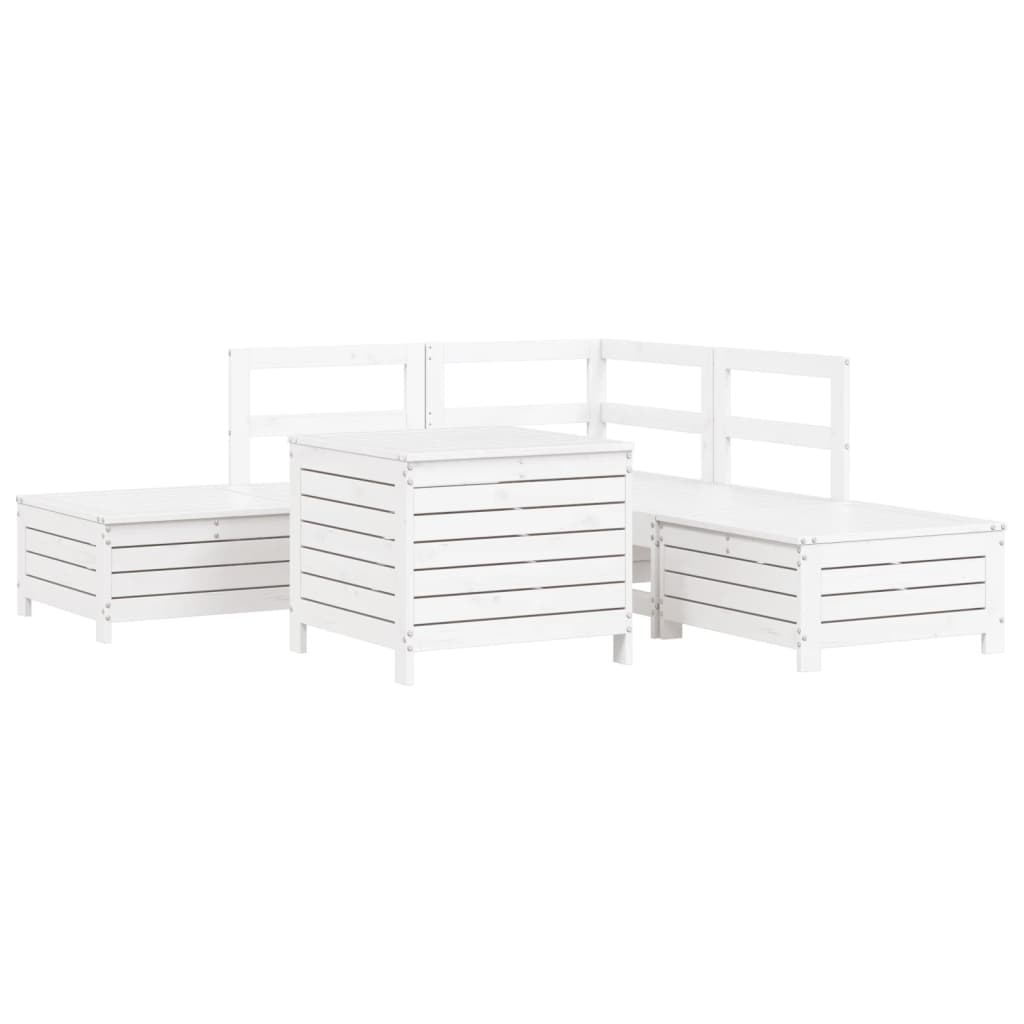 Set Divani da Giardino 6 pz Bianco in Legno Massello di Pino - immagine 2