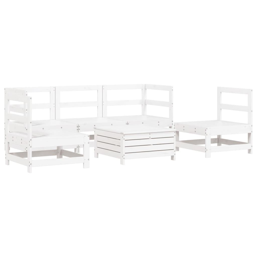 Set Divani da Giardino 6 pz Bianco in Legno Massello di Pino - immagine 2