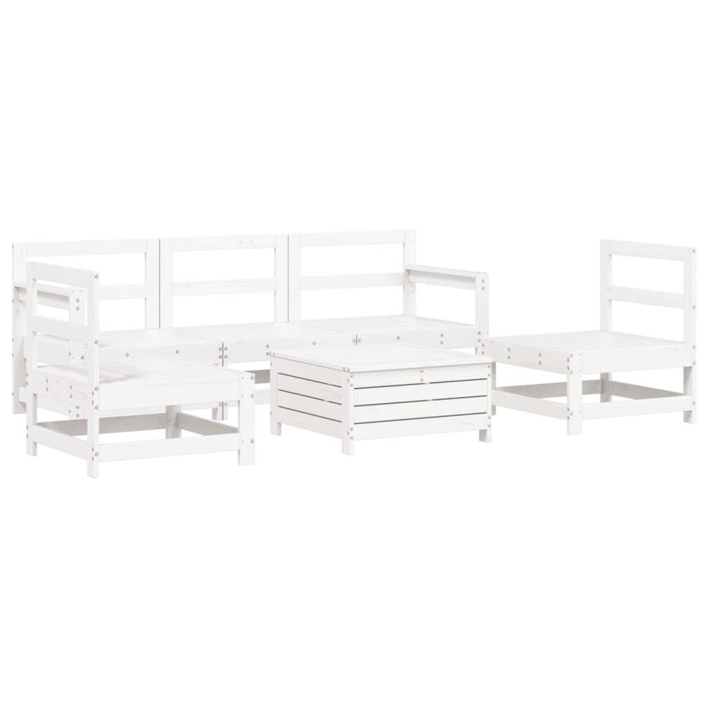 Set Divani da Giardino 6 pz Bianco in Legno Massello di Pino - immagine 2