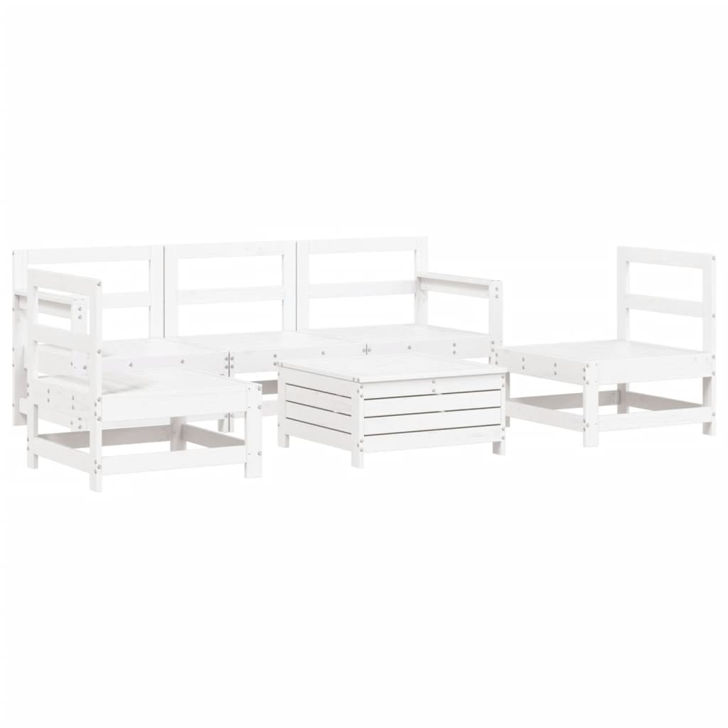 Set Divani da Giardino 6 pz Bianco in Legno Massello di Pino - immagine 2