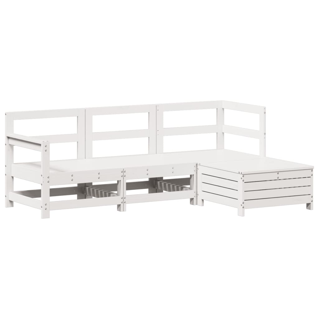 Set Salotto da Giardino 4 pz Bianco in Legno Massello di Pino - immagine 2