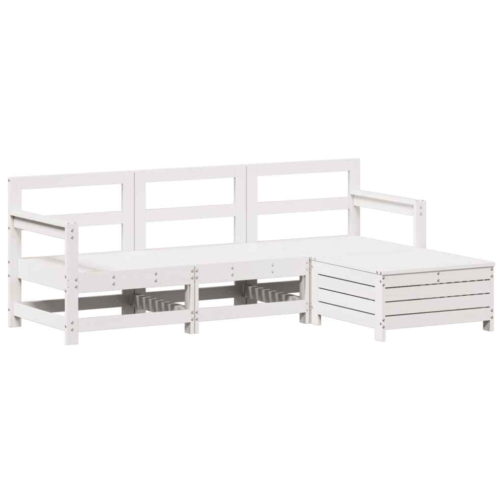 Set Salotto da Giardino 4 pz Bianco in Legno Massello di Pino - immagine 2