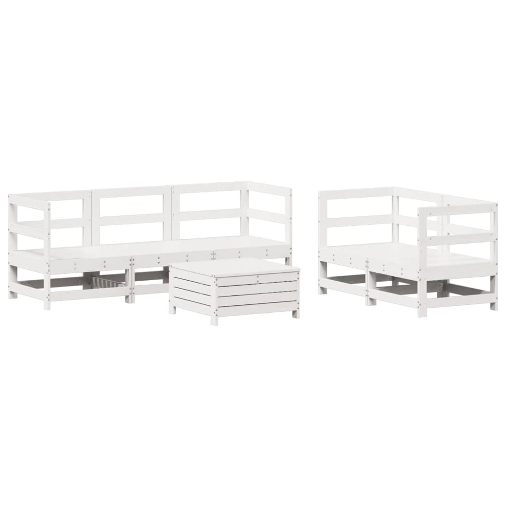 Set Divani da Giardino 6 pz Bianco in Legno Massello di Pino - immagine 2