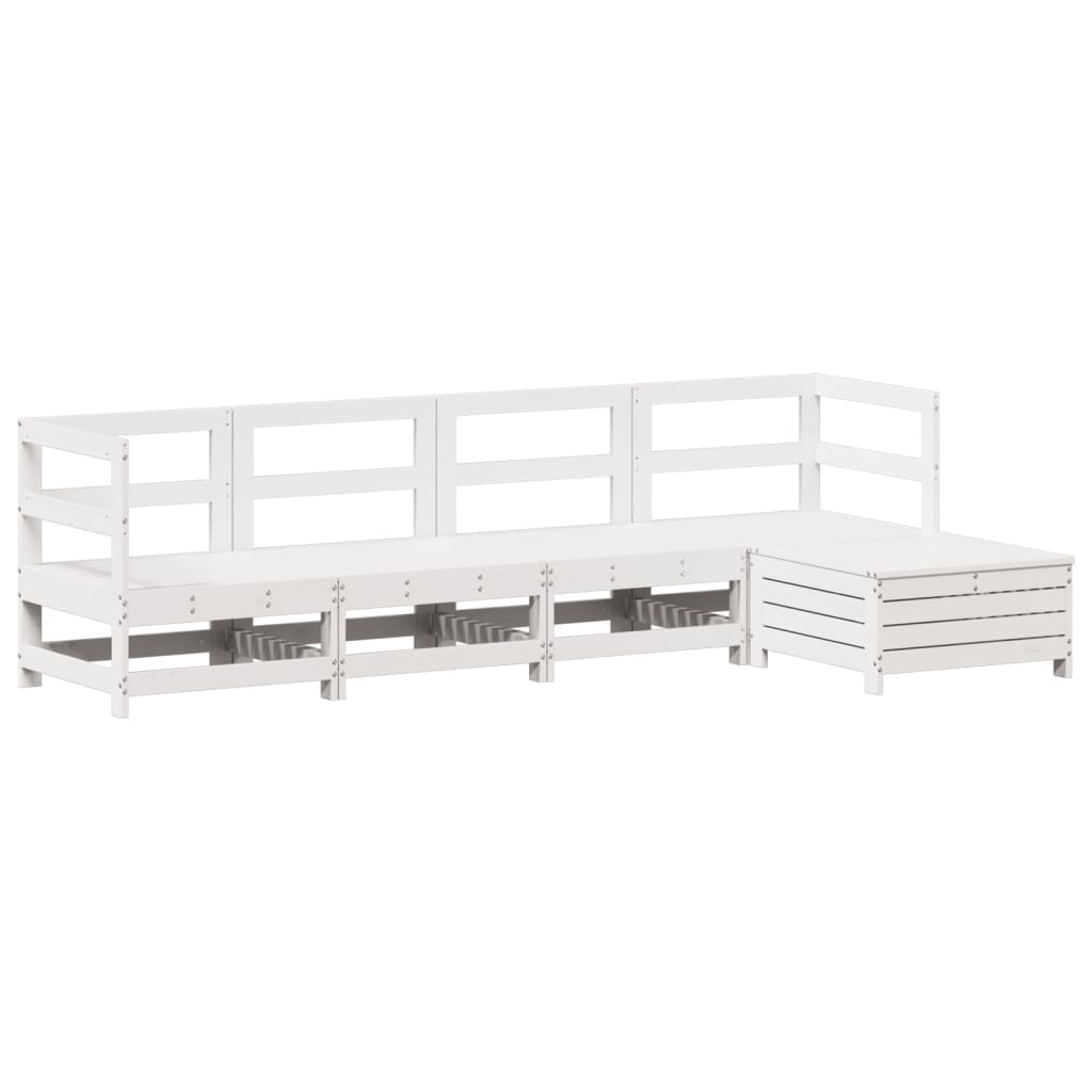 Set Salotto da Giardino 5 pz Bianco in Legno Massello di Pino - immagine 2