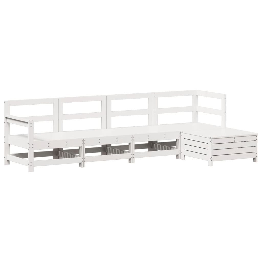 Set Salotto da Giardino 5 pz Bianco in Legno Massello di Pino - immagine 2