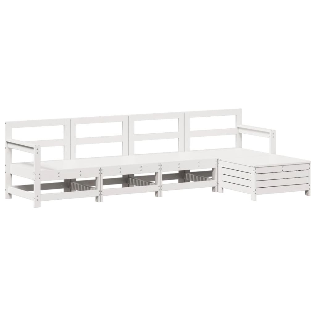 Set Salotto da Giardino 5 pz Bianco in Legno Massello di Pino - immagine 2