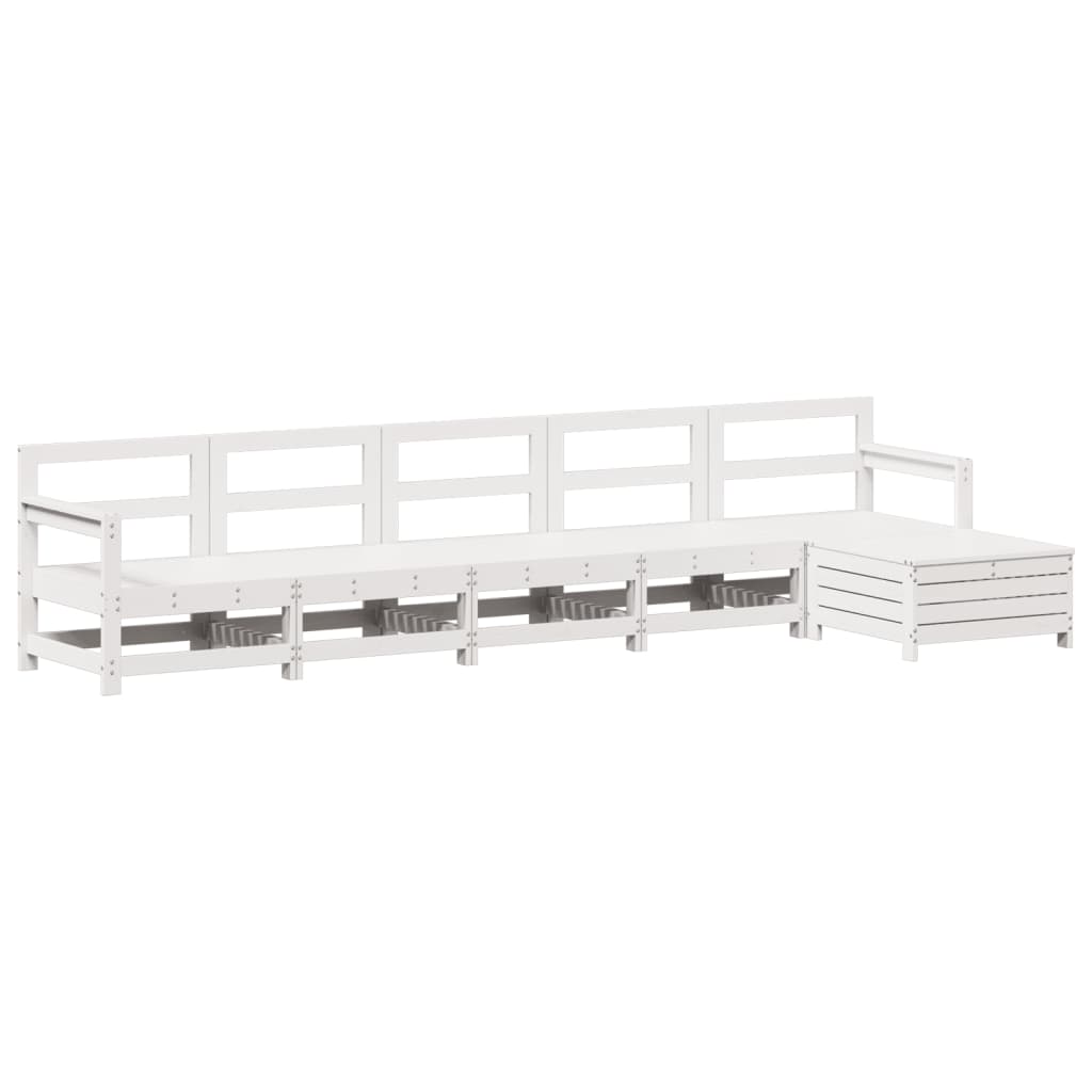 Set Divani da Giardino 6 pz Bianco in Legno Massello di Pino - immagine 2