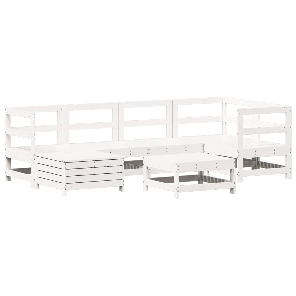 Set Divani da Giardino 7 pz Bianco in Legno Massello di Pino - immagine 2