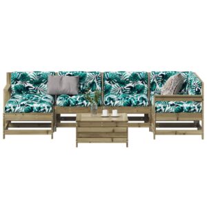Set Divani da Giardino 7pz con Cuscini Legno Impregnato di Pino