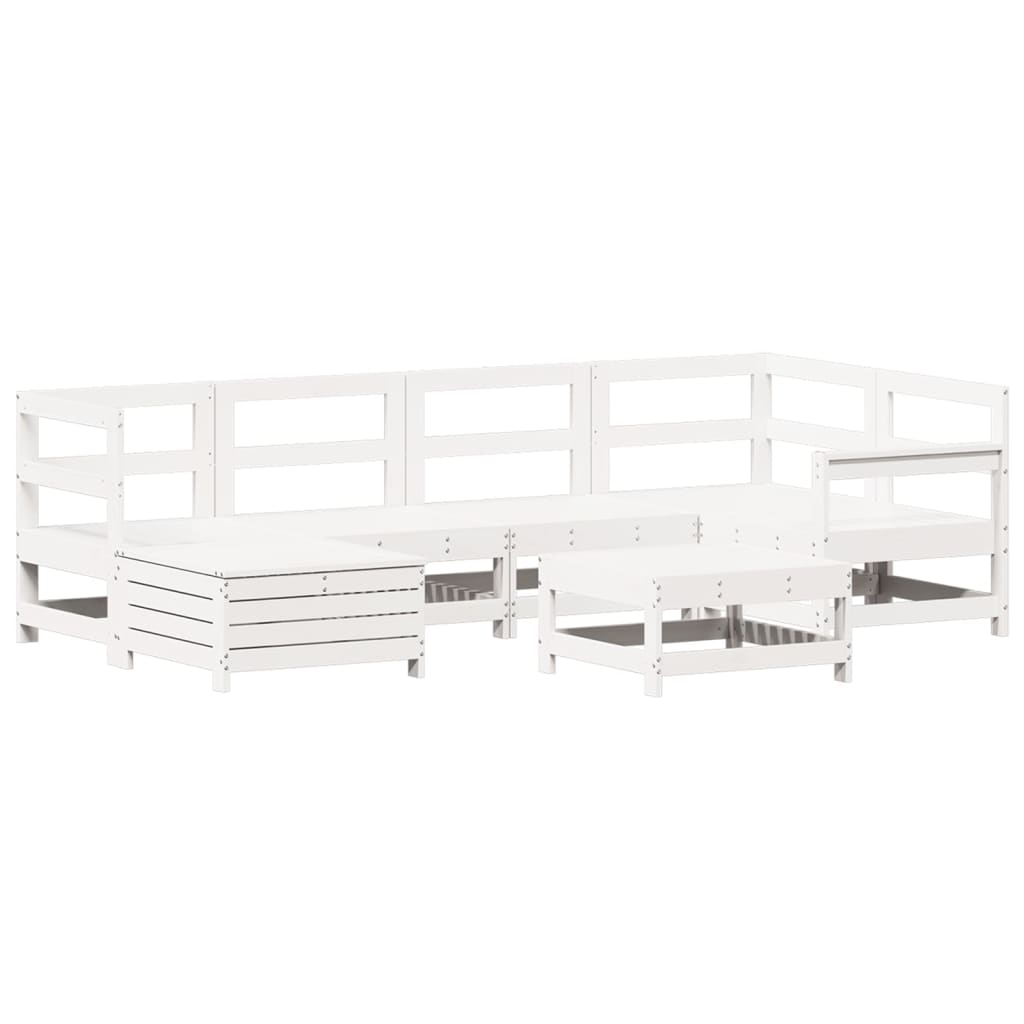 Set Divani da Giardino 7 pz Bianco in Legno Massello di Pino - immagine 2