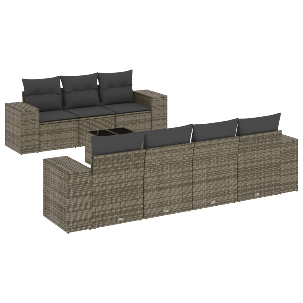 Set Divani da Giardino con Cuscini 8 pz Nero in Polyrattan - immagine 2