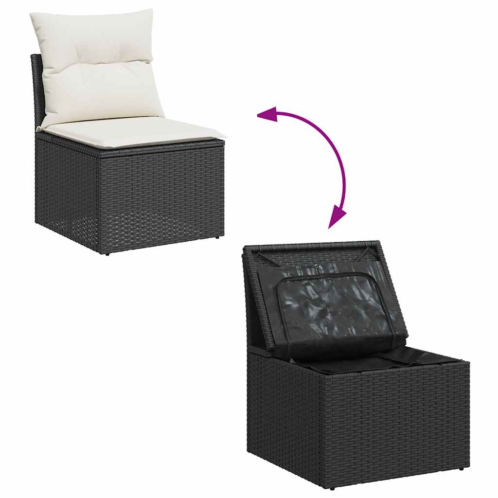 Set Divani da Giardino 12 pz con Cuscini Nero in Polyrattan - immagine 7