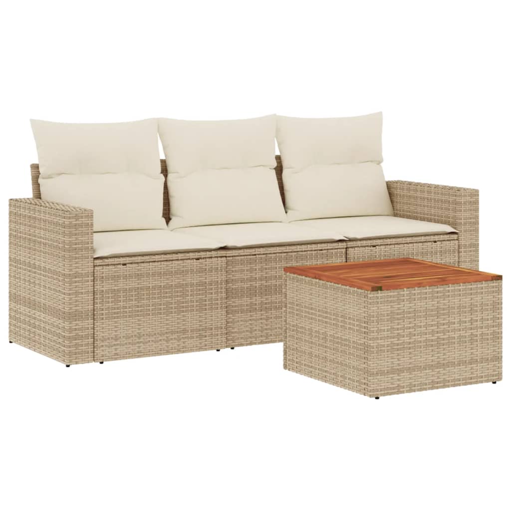 Set Divani da Giardino 4 pz con Cuscini in Polyrattan Grigio - immagine 2